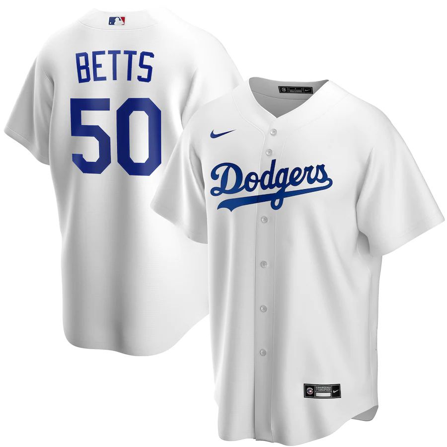 Mens Los Angeles Dodgers 20 Mookie Betts Nike White Home Replica Player Name MLB Jerseys